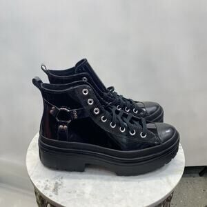 Converse Lugged Heel Platform Sneakers Women's 10 Black Patent Leather NIB